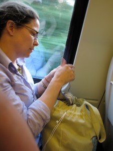 Knitting on the train to Wolverhampton.
