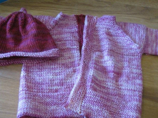 Garter Yoke Baby Cardi Plus Hat