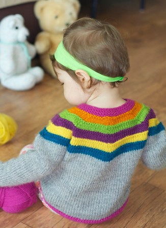 Right as Rainbow Baby Cardigan. Photo © Stephanie Lotven.